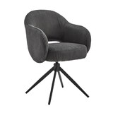thumbnail of Möbilia Armlehnstuhl | mit 360° Drehfunktion | Cord-Optik | Gestell Metall | B 58 x T 60 x H 84 cm | dunkelgrau – schwarz | 15020020 | Serie STUHL