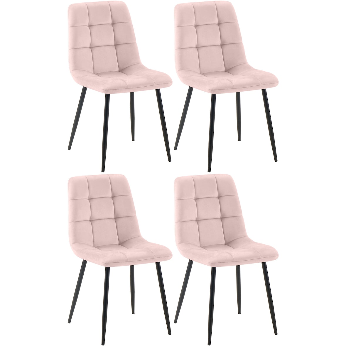Set van 4 eetkamerstoel Tilde roze/Fluweel