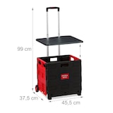thumbnail of Relaxdays Einkaufstrolley klappbar, bis 35 kg, 50 l Kiste, mit Teleskopgriff, 2 Rollen, Transport Trolley, rot/schwarz