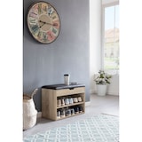 thumbnail of Schuhbank mit Sitzfläche Sonoma Garderoben-Bank Holz 60 x 40 x 30 cm, Holzbank klein gepolstert, Sitzbank schmal Flur mit Stauraum, Truhenbank