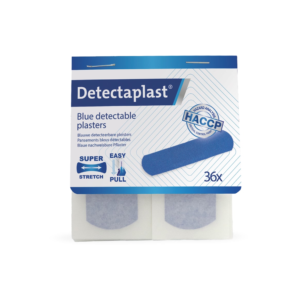 Detectaplast Tear & Wear Elastische blaue detektierbare pflaster 25 x 72 mm - Schachtel 5x 36pcs