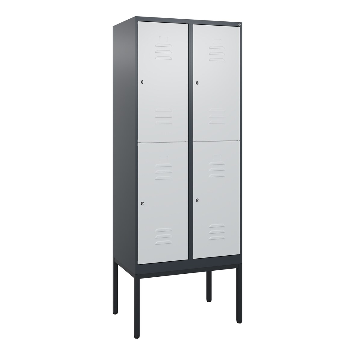 C+P Spind Classic PLUS, Gestell, 4 Abteile, HxBxT 212x80x50cm, Zylinderschloss, Anthrazit/Hellgrau von PROREGAL
