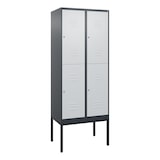 thumbnail of C+P Spind Classic PLUS, Gestell, 4 Abteile, HxBxT 212x80x50cm, Zylinderschloss, Anthrazit/Hellgrau von PROREGAL