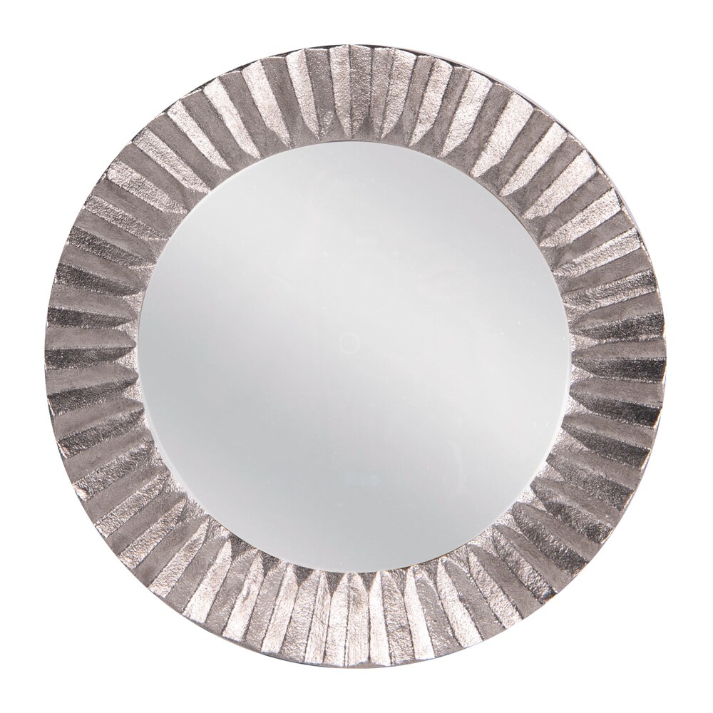 Miroir en fonte plissé argent 61 cm -  Argent / Métallique Rond Fonte D'aluminium Table Passion 61.00x61.00 cm