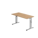 thumbnail of Hammerbacher-Schreibtisch C-Fuß 140x67cm Asteiche/Silber-VOS614/R/S