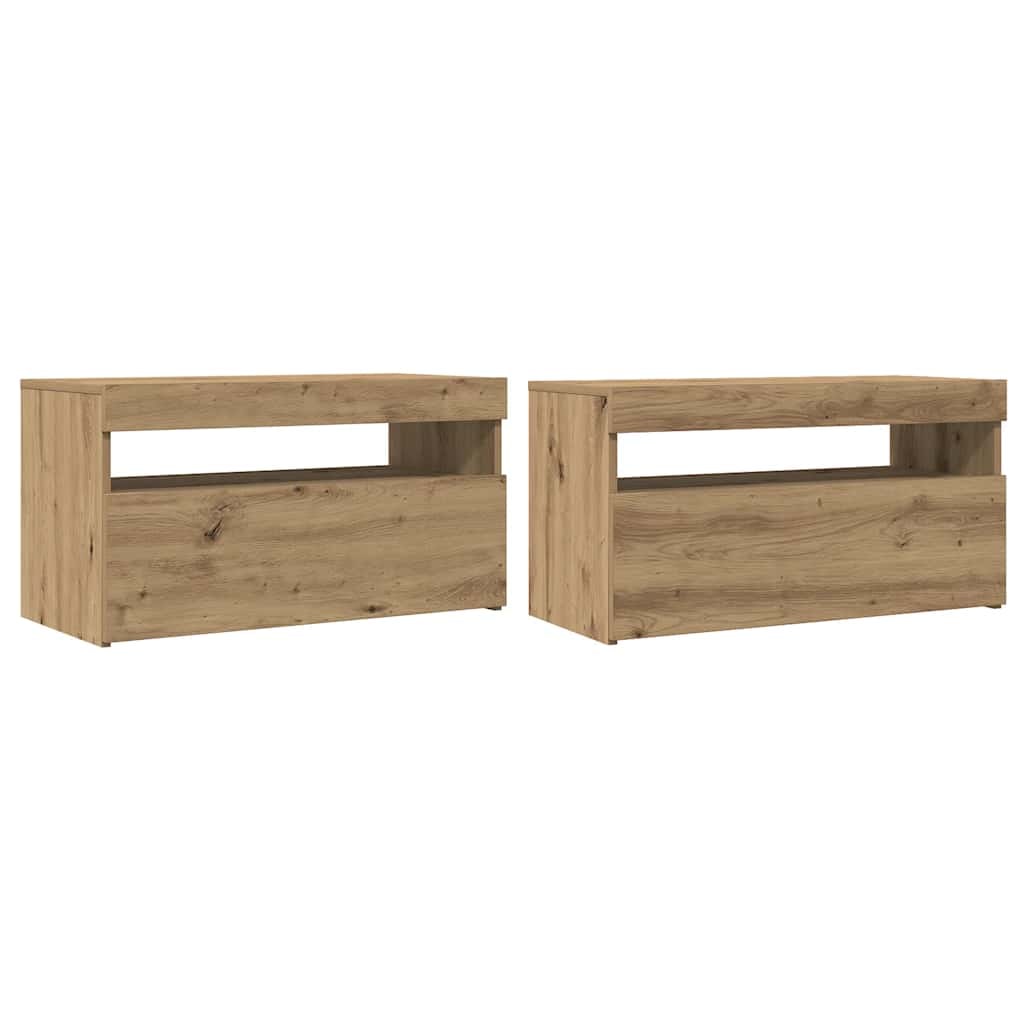 vidaXL TV-Schrank mit LED-Leuchten Artisan-Eiche 75x35x40 cm