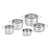 thumbnail of Fissler - Pure Collection - Set 5-teilig (Topf + Glasdeckel 16 + 20 + 24 cm, Stielkasserolle 16 cm, Stielkasserolle + Glasdeckel 20 cm)