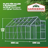 thumbnail of GARDEBRUK® Gewächshaus Aluminium 7,2m² 380x190cm inkl. 4 Dachfenster