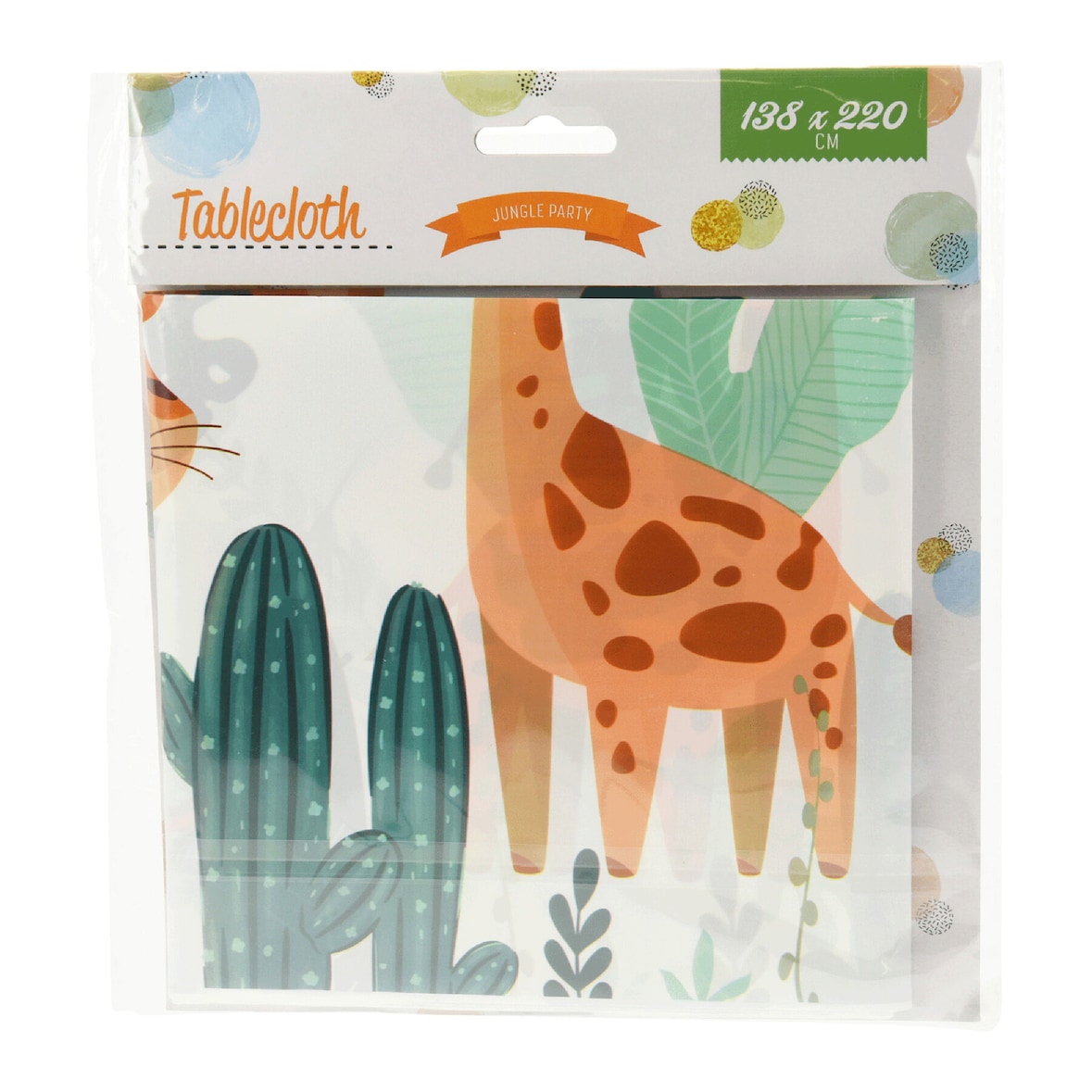 Tischdecke 138x220cm Kunststoff abwaschbar Tiere Motiv Partytischdecke Tierparty Geburtstagsdeko Kindergeburtstag Dschungel Deko Weiß Bunt