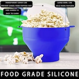 thumbnail of Intirilife Popcorn Maker aus Silikon für die Mikrowelle Wiederverwendbare faltbare Schüssel mit Deckel in Blau - 24 x 20 x 6 (14.5) cm