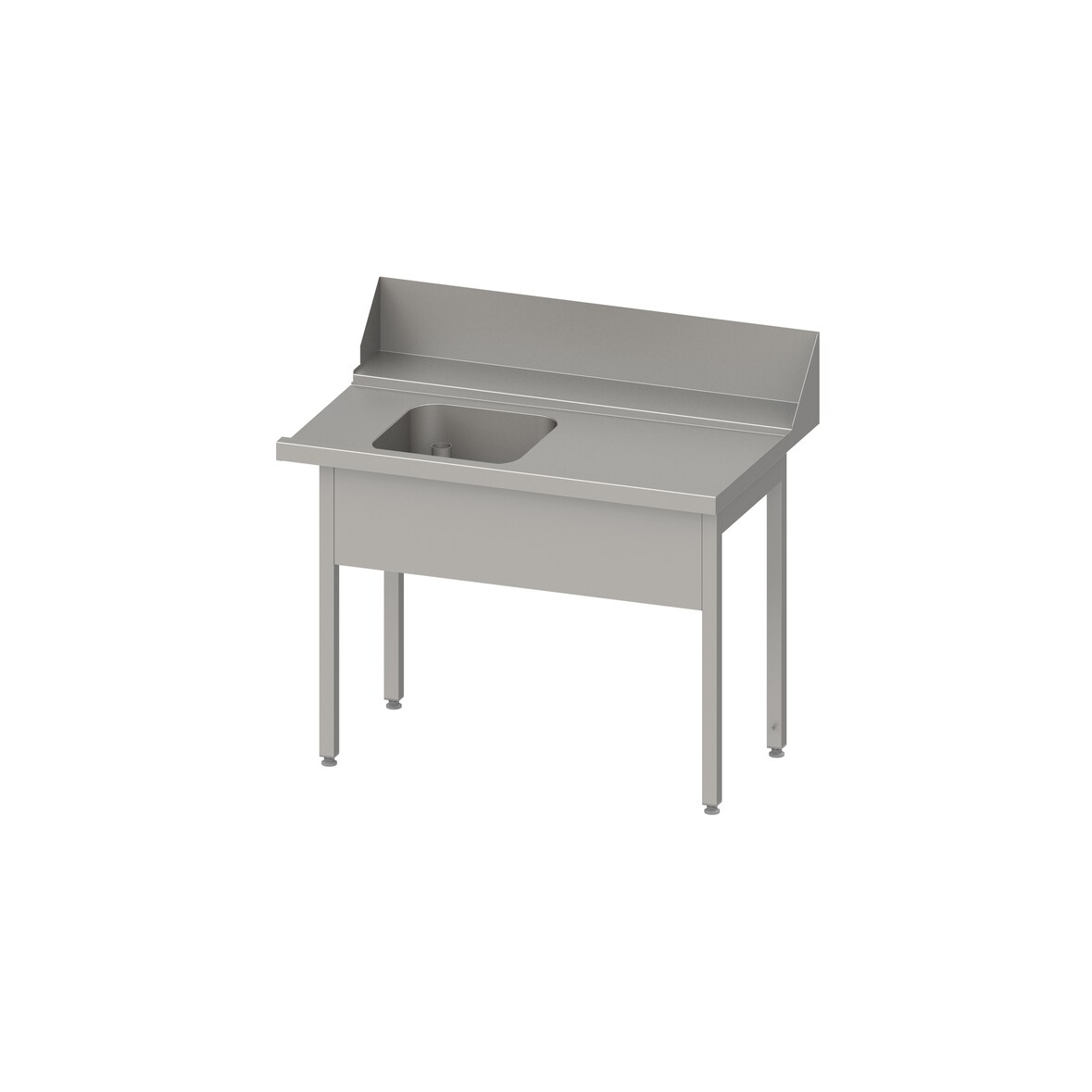 Stalgast Zulauftisch "Pro", Korbführung mit Gefälle, ohne Grundboden, ein Becken, 1500x750x880 mm, Anbauseite rechts, verschweißt