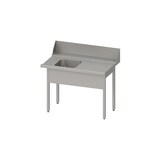 thumbnail of Stalgast Zulauftisch "Pro", Korbführung mit Gefälle, ohne Grundboden, ein Becken, 1500x750x880 mm, Anbauseite rechts, verschweißt