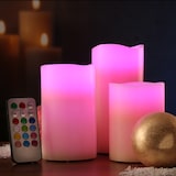 thumbnail of LED Kerzenset Echtwachs Farbwechsel Fernbedienung Timer D: 7,5cm creme 3er Set