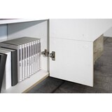 thumbnail of Dmora Kommode Ludovico, Küchen-Sideboard mit 2 Türen und 3 Schubladen, Wohnzimmer-Buffet, 100 % Made in Italy, cm 141x43h86, glänzend weiß und Ahorn