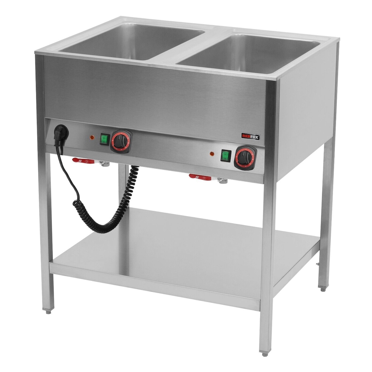 A&S polarny Bain-Marie Wagen Warmhalter Wasserbad Speisenwärmer 2xGN1/1 800x600x900mm