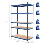 thumbnail of ECD Germany 2er Set Werkstattregal Schwerlastregal 200x100x50 cm Blau pulverbeschichter Metall mit 5 Böden MDF Holz belastbar bis 875kg Lagerregal
