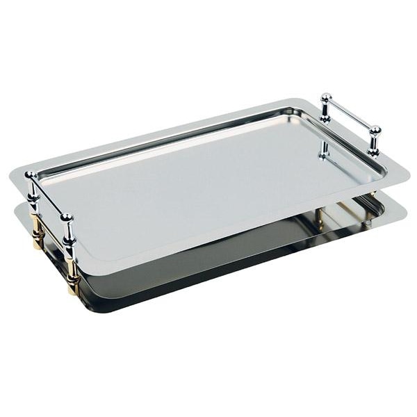APS 11150 Plateau de service inox GN 1/1 anses chromées Buffet Star 53 x 32,5 cm, hauteur utile 4 cm