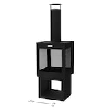 thumbnail of ML-Design Gartenkamin mit Schornstein 128x40 cm – eckiger Stahl-Terrassenofen mit Holzablage, Schürhaken und abnehmbarem Dach, ideal für Garten und