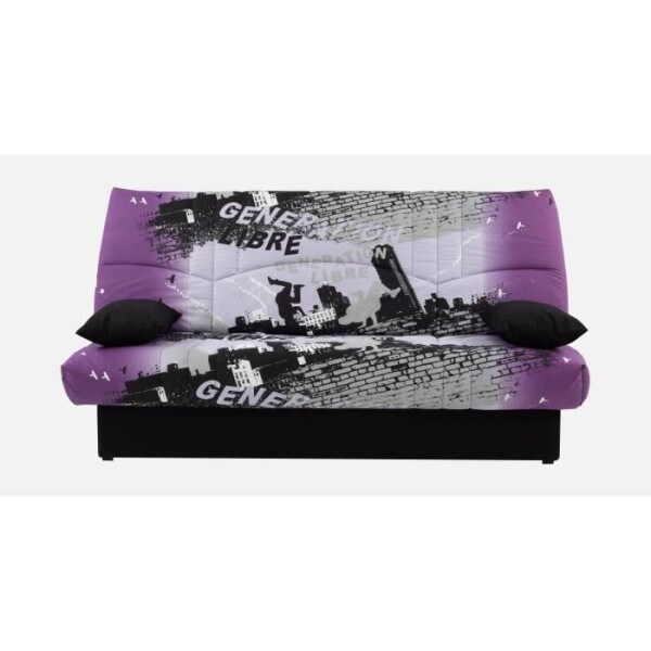 Banquette clic-clac - 3 places – Coton Parcours Mauve– 190 x 92 x 96 cm – DREAM CONFORTEAM