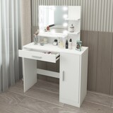 thumbnail of ML-Design Schminktisch Weiß mit Klappspiegel, 4 Schubladen & 4 Fächer, 117,5x78x45 cm, Frisiertisch für Damen & Mädchen, Kosmetiktisch aus MDF-Holz
