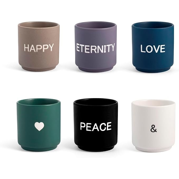 H&H Set 3 Bicchierini Mix&Match, New Bone China, Decorata, 210 cc