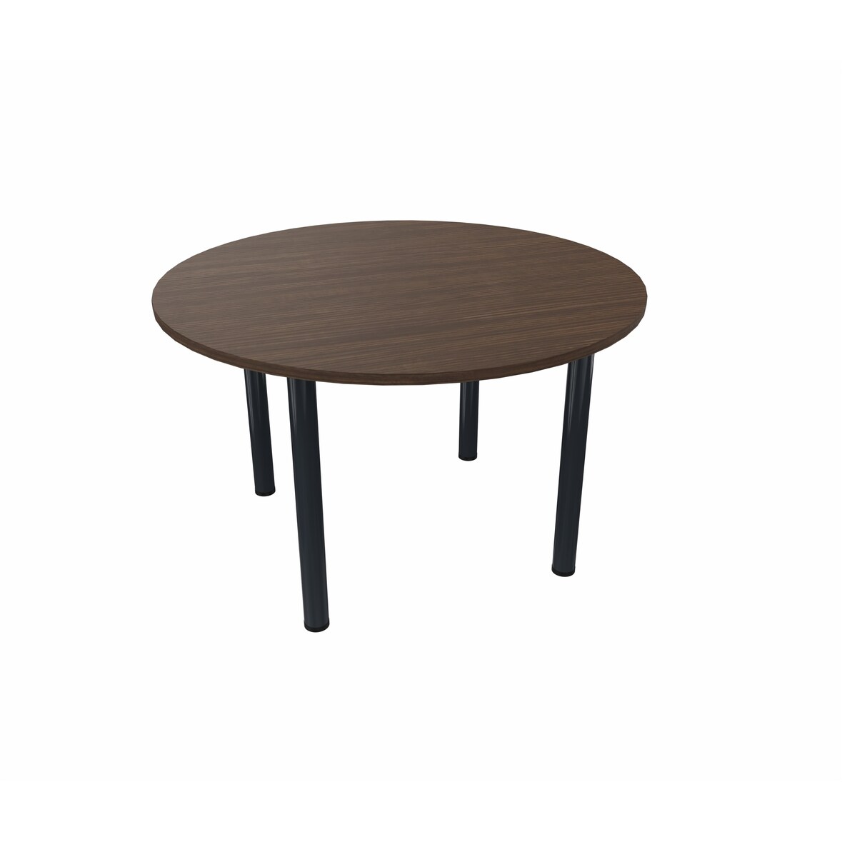 Vinco - Table de réunion CORIAL - Ronde 4 Places / 4 Pieds Diametre 120 Structure Anthracite / Plateau Noyer