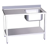 thumbnail of Mesa de cozinha de parede com prateleira à direita. 1200x600x850 mm.