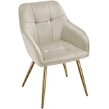 thumbnail of tectake Eetkamerstoel Marilyn, fluweellook, gecapitonneerd - creme/goud, Set van 4 - 405781