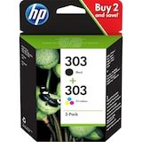 thumbnail of Hp 303 Pack De 2 Cartouches Dencre Noire Et Trois Couleurs Authentiques 3ym92ae Pour Envy Photo 6220/6230/6232, Tango/tangox