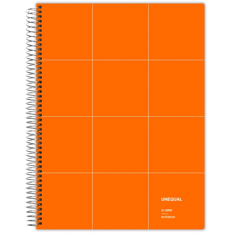 Caderno de capa dura A5 Unequal Grid laranxa