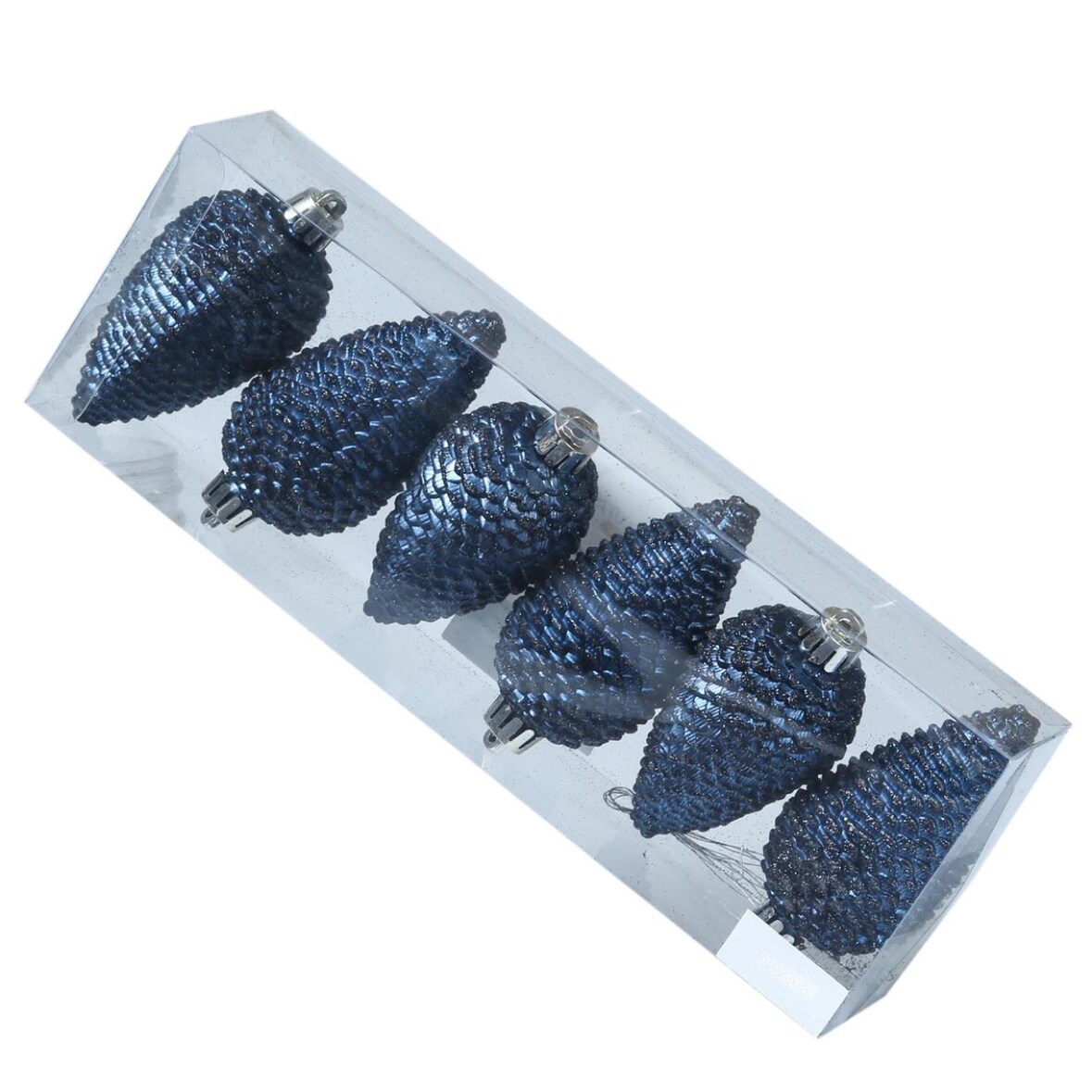 Christbaumschmuck Baumschmuck Tannenzapfen bruchfest glitzernd 8cm blau 6St.