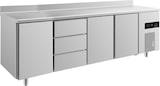 thumbnail of Gastro Kühltisch 3 Türen links&mittig&rechts 3 Schubladen Mitte Umluftkühlung Aufkantung, 2330x700x850mm -2/+8°C 632l