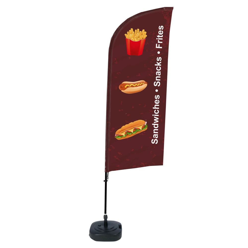 Showdown Beachflag - Komplett-Set - Snacks Englisch - Braun/Schwarz