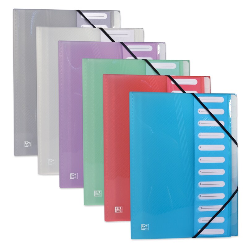 Lot de 12 Trieur extensible Hawaï A4 12 positions 1-12, en polypro coloris assortis (6)