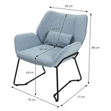 thumbnail of ML-Design Loungesessel Blau – Leinenbezug, Rückenlehne & Armlehne, mit Kissen, schwarze Metallbeine, moderner Ohrensessel fürs Wohnzimmer