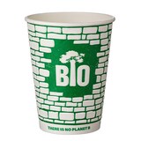 thumbnail of 50x BIO Pappbecher 300 ml Brick Wall geprägt wasserbasierend grün/weiß