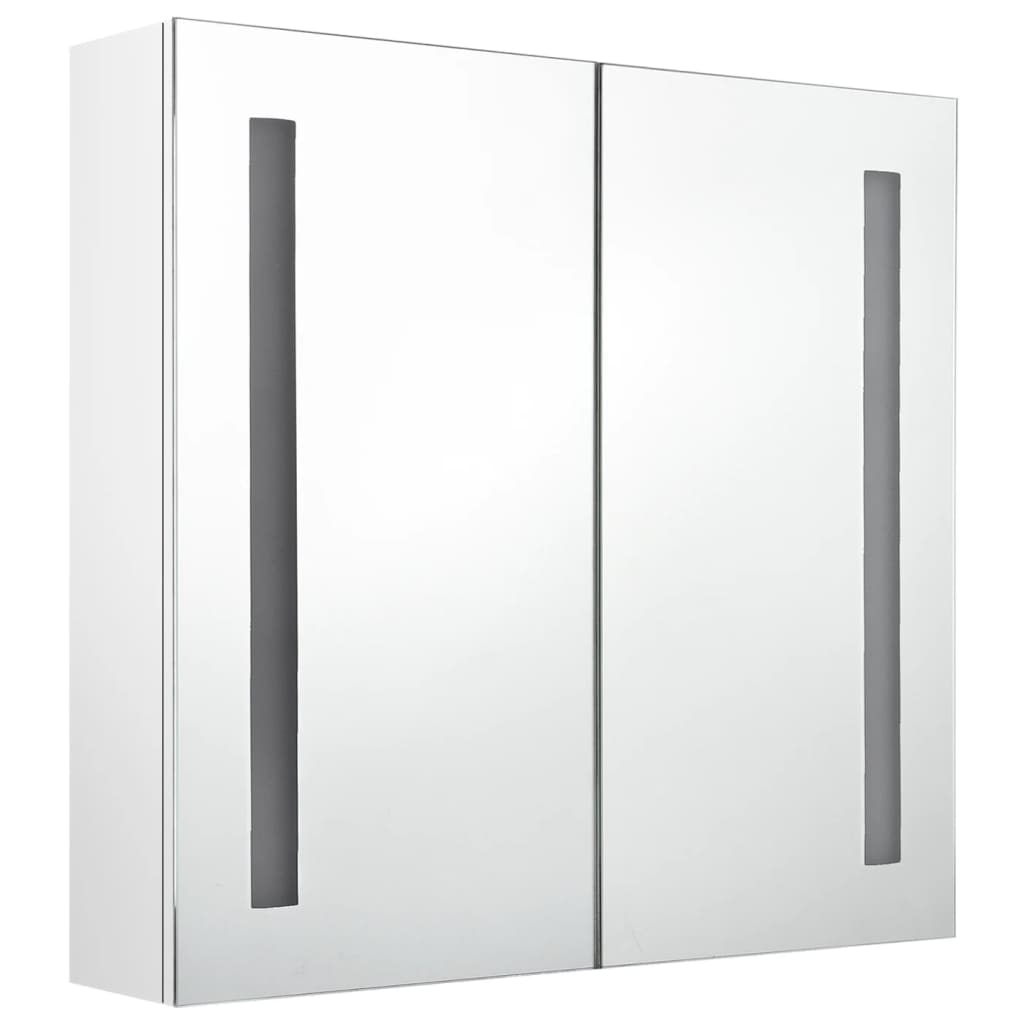 Helloshop26 - Badezimmerschrank mit LED-Spiegel Hochglanzweiß 62 x 14 x 60 cm Hochglanzweiß 02_0006583