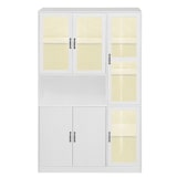 thumbnail of LED Bücherregal 120x40x200 Weiß mit 9 Fächern, 4 Acryltüren, 16-Farben LED Beleuchtung, USB-Anschluss,modernes Sideboard für Wohnzimmer Büro Esszimmer