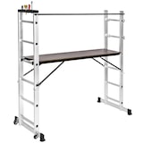 thumbnail of tectake scala multifunzionale in alluminio, ponteggio con ruote - argento - 401668