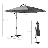 thumbnail of Sombrilla de Jardín Ø300x250 cm Parasol Excéntrico Inclinable con Manivela Base Cruzada y Soporte de Acero Protección Solar para Terraza Exterior