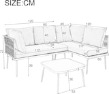 thumbnail of Merax Garten-Lounge-Set aus Eisen, Gartenmöbel-Set aus grauem Seil, L-förmiges Gartenmöbel-Set, Lounge-Set aus grauem Seil mit Sitzkissen