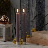 thumbnail of LED Stabkerzen Mia Tafelkerzen Echtwachs flackernd H: 24cm flieder 2St
