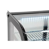thumbnail of Vitrina refrigerada con 2 puertas, 2 estantes, acero inoxidable/cristal, 68.6x69.6x56.8 cm, refrigeración por aire, 160L, negra/plateada, Polar CD230