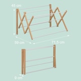 thumbnail of Relaxdays Wäscheständer Wandmontage, ausziehbar, HxBxT: 45 x 71,5 x 59 cm, Bambus & Metall, Wandtrockner, natur/weiß