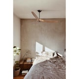 thumbnail of Ventilateur de plafond acier marron, pales en bois, moteur DC silencieux, lumière intégrée, 5 vitesses, télécommande, pour 17,6–28 m², FARO-33519 FARO
