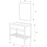 thumbnail of Mueble Bajo Lavabo, Lavabo de Cerámica y Espejo, con Sifón de Acero, Mueble Bajo Lavabo con Estante, Diseño Industrial - cm 60x47x78h