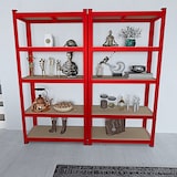 thumbnail of Scaffale In Metallo E MDF Ad Alta Portata Fino a 875 kg Con 5 Ripiani Regolabili Per Garage Officina Cantina Capannone Magazzino 180x90x40 cm (Rosso)