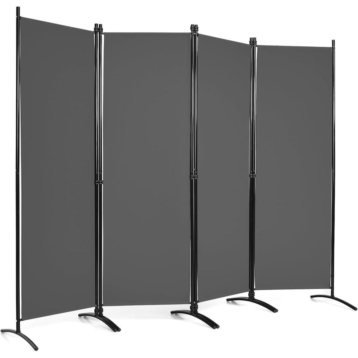 COSTWAY Tabique divisorio, 220 x 173 cm, biombo plegable, biombo de privacidad, 4 piezas, gris,