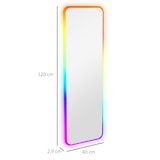 thumbnail of HOMCOM espejo de cuerpo entero con luces LED 120x40 cm espejo rectangular de pared ajustable con iluminación de 7 colores RGB y función de memoria