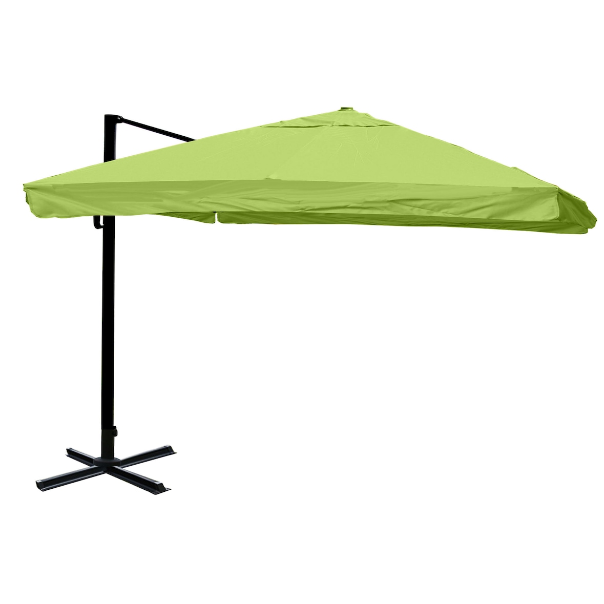 Gastronomie-Ampelschirm HWC-A96, Sonnenschirm, 3x3m (Ø4,24m) Polyester/Alu 23kg ~ Flap, grün ohne Ständer